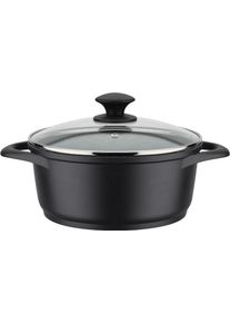 Kochtopf GSW "Gourmet Granit", schwarz (schwarz, graphit), H:10,5cm &Oslash;:24cm, T&ouml;pfe, Kochtopf, mehrfache, langlebige VITAFLONGRANIT Antihaft-Versiegelung, Induktion
