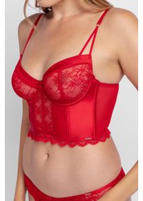 Bustier Dorina "Hasina", Damen, Gr. 85, Cup E, rot, Spitze, Obermaterial: 54% Polyamid, 37% Polyester, 9% Elasthan, unifarben, BHs Bustier, mit zarter Spitze und gl&auml;nzendem Satin, verstellbare Tr&auml;ger