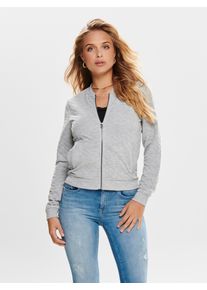 Sweatjacke Only "ONLJOYCE L/S BOMBER SWT NOOS", Damen, Gr. L, light grau melange, Sweatware;Steppware, Obermaterial: 100% Polyester, Rautenmuster, meliert, unifarben, regular fit h&uuml;ftlang, Rundhals, Rippb&uuml;ndchen, Sweatjacken Sweatjacke, Polyester, regular fit