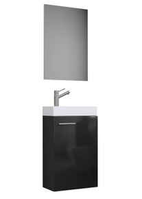 Waschtisch Vcm "3-tlg G&auml;ste WC Waschplatz Waschtisch Slito Spiegel" Gr. 41, schwarz, B:41cm H:130cm T:22cm, Schr&auml;nke, Waschtisch