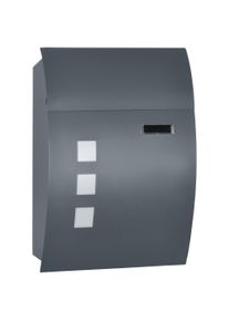 HOMCOM Wall Mounted Letter Box, Weatherproof Post Box for Outside Wall, Modern Mailbox with 2 Keys, Viewing Windows and Nameplate, Anthracite Grey | Aosom Ireland