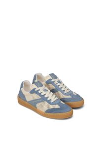 Marc O'Polo Sneaker MARC O'POLO "Court", Damen, Gr. 39, blau (hellblau, creme), Lederimitat, Mesh, Veloursleder, Schuhe Sneaker, Basket Sneaker, Halbschuh, Schn&uuml;rschuh mit Memory Foam