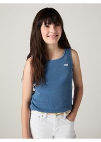 Ripptanktop LEVI'S KIDS "LVG MEET AND GREET RIBBED TANK", M&auml;dchen, Gr. 10 (140), blau (blaus cruise), Obermaterial: 96% Baumwolle, 4% Elasthan, Rundhals, Tops Ripptanktop, for GIRLS