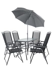 Garten-Essgruppe Vcm "7-tlg Sitzgruppe Gartenm&ouml;bel Tisch St&uuml;hle Set 110", schwarz (anthrazit), B:110cm T:55cm, Obermaterial: 100% Metall MT., Sitzm&ouml;bel-Sets, Garten-Essgruppe