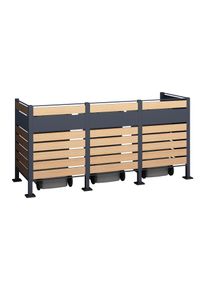 M&uuml;lltonnenbox WESTMANN "Planum", grau (anthrazit, holzoptik), B:90cm H:120cm T:250cm, Stahl, Aufbewahrungsboxen, M&uuml;lltonnenbox, Platz f&uuml;r 3 M&uuml;lltonnen ja 240 L