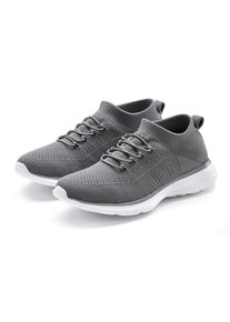 Sneaker Lascana "Slipper, Halbschuh, Turnschuhe, Slip-On-Sneaker, bequem", Damen, Gr. 43, Mesh, grau, Obermaterial: 100% Textilmaterial. Decksohle: 100% Textilmaterial. Futter: 100% Textilmaterial. Laufsohle: 100% Synthetik, unifarben, Basic, Schuhe Sneaker, zum Reinschl&uuml;pfen mit elastischen Schn&uuml;rb&auml;ndern ultraleicht VEGAN