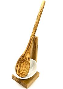 Kochl&ouml;ffelhalter OLIVENHOLZ-ERLEBEN "inkl. Kochl&ouml;ffel und Porzellanschale, aus Olivenholz", beige (natur), B:10cm H:20cm L:10cm T:10cm, Massivholz, K&uuml;chenhelfer-Sets, Kochl&ouml;ffelhalter, Mediterraner Look, inklusive Porzellanschale, plastikfrei