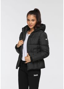 Steppjacke Lonsdale "GRAMPOUND", Damen, Gr. XS (34), schwarz, Obermaterial: 100% Polyamid. Futter: 100% Polyester. Wattierung: 100% Polyester, unifarben, hoch geschlossener Ausschnitt, Strickb&uuml;ndchen, Jacken Steppjacke