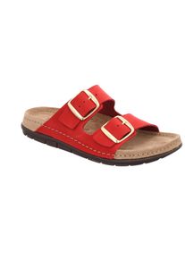 Pantolette Rohde "Rodigo-D", Damen, Gr. 42, rot, Leder, unifarben, Schuhe Pantolette, Sommerschuh, Schlappen, Hausschuh mit Schnallenverschl&uuml;sse