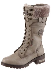 Winterstiefel Mustang Shoes "Haukea", Damen, Gr. 40, Normalschaft, beige, Lederimitat, Textil, used, Schuhe Winterstiefel, Snowboots, Winterstiefel mit TEX-Membrane