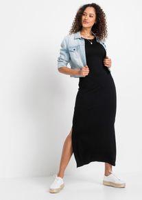 Jerseykleid bonprix "Jerseykleid aus flie&szlig;endem Viskose-Elasthan-Mix", Damen, Gr. 32/34 (XS), K-Gr, schwarz (schwarz (kurz)), Obermaterial: 95% Viskose, 5% Elasthan, loose fit, Kleider Jerseykleid, f&uuml;r Alltag, aus Viskose und Elasthan, lockere Passform
