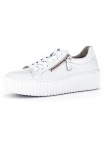 Plateausneaker Gabor, Damen, Gr. 36, wei&szlig;, Nappaleder, unifarben, Schuhe Plateausneaker, Freizeitschuh, Halbschuh, Schn&uuml;rschuh mit Ziern&auml;hten