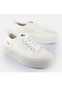 Sneaker Buffalo "MADISON", Damen, Gr. 38, Textil, wei&szlig;, Schuhe Sneaker, Freizeitsneaker, Halbschuh, Schn&uuml;rschuh mit Memory Foam Fu&szlig;bett