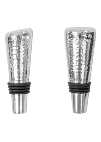 Flaschenverschluss FINK "NASSAU, aus Edelstahl, mit feiner Hammerschlagstruktur", silber (silberfarben), H:5cm &Oslash;:1,5cm, Edelstahl, Flaschenverschl&uuml;sse, Flaschenverschluss, Flaschenstopfen, H&ouml;he ca. 5 cm, 2er Set, im Geschenkkarton