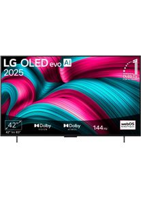 LG OLED-Fernseher "OLED42C5ELB", Energieeffizienz: G, grau (grau, schwarz), 42, Fernseher, OLED-Fernseher