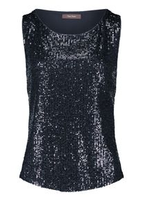 Blusentop Vera Mont "Pailletten-Top ohne Arm", Damen, Gr. 36, blau (night sky), Obermaterial: 93% Polyester PES. 7% Elasthan EL., Blusen Blusentop