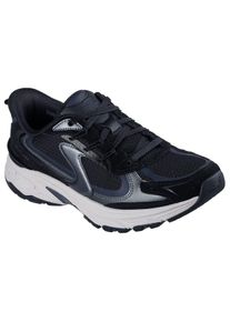 Slip-On Sneaker Skechers "STAMINA SPORT", Damen, Gr. 35, schwarz, Lederimitat, Mesh, Veloursleder, Schuhe Slip-On Sneaker, Retro Sneaker, Schn&uuml;rschuh mit Metallic-Bes&auml;tzen