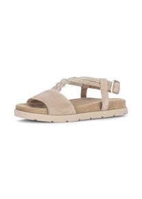 Riemchensandale Gabor, Damen, Gr. 38, sand, Ziegenveloursleder, Schuhe Riemchensandale, Plateau, Sandalette, Sommerschuh mit funkelnden Strasssteichen