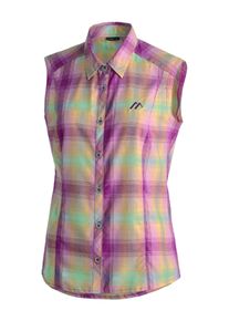 Funktionsbluse Maier Sports "Paloma", Damen, Gr. 36, bunt (lavendel), 85% Polyester, 15% Viskose, Blusen Funktionsbluse, &auml;rmellose Damen Bluse, sommerliches Blusen-Shirt, Karobluse, Reg. Fit