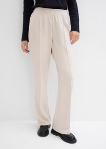 Sweathose bonprix, Damen, Gr. 44/46 (L), N-Gr, steingrau (l&auml;nge: regul&auml;r), Sweatware, Obermaterial: 48% Polyester, 48% Viskose, 4% Elasthan, regular fit, Hosen Sweathose, mit Biese, Regular Fit, mit Elasthan-Anteil