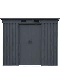 Ger&auml;tehaus Pergart "Leipzig II 84c", grau (anthrazit), Metall, Ger&auml;teh&auml;user, Ger&auml;tehaus, aus verzinktem und lackiertem Stahlblech, mit Pultdach