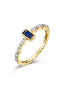 Fingerring Firetti "Schmuck Geschenk Gold 333 Damenring Ring Baguette" Gr. 62, gelbgoldfarben, wei&szlig;goldfarben, dunkelblau, kristallwei&szlig;, Fingerringe, Damen, 62, Gelbgold 333, 1,8mm, Fingerring, mit Saphir, Zirkonia (synth.)
