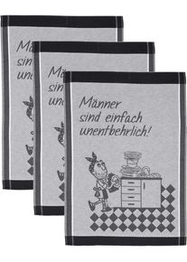 Geschirrtuch Ross "M&auml;nner sind einfach unentbehrlich", schwarz (schwarz, grau), B:50cm L:70cm, 100% Baumwolle, Geschirrt&uuml;cher, Geschirrtuch, Spr&uuml;chetuch, aus 100% Baumwolle