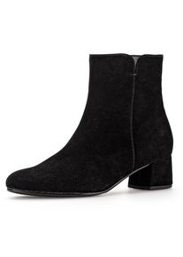 Stiefelette Gabor, Damen, Gr. 40, schwarz (schwarz 2), Ziegenveloursleder, unifarben, Schuhe Stiefelette, Blockabsatz, Businesschuh, Ankleboots mit seitlicher Ziernaht