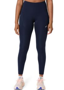 Lauftights asics "ROAD HIGH WAIST TIGHT", Damen, Gr. L, N-Gr, blau (midnight), Obermaterial: 78% Polyester, 22% Elasthan, Hosen Lauftights, mit mehreren Taschen, elastisches Schlaufensystem, schnell trocknend