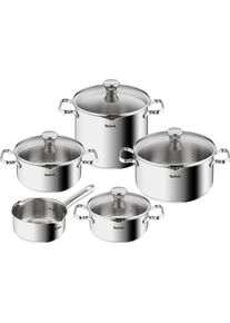 Topf-Set Tefal "Duetto Induktion, robust und hochwertig, Induktions T&ouml;pfe Set", silber (edelstahlfarben), T&ouml;pfe, Topf-Set, mit Siebdeckel, f&uuml;r alle Herdarten geeignet