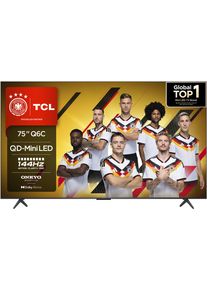 TCL Mini-LED-Fernseher "75Q6CX2", Energieeffizienz: E, schwarz, 75 &Prime;, Fernseher, 4K Multi-HDR Dolby Vision, 144Hz, ONKYO Dolby Atmos, Apple Airplay 2, Mini-LED-Fernseher