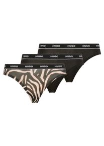 String HUGO UNDERWEAR "TRIPLET THONG DESIGN", Damen, Gr. XL, 3 Stk., open miscellaneous 972, Jersey, Obermaterial: 95% Baumwolle, 5% Elasthan, Unterhosen String, wiederholendes Logo am Bund