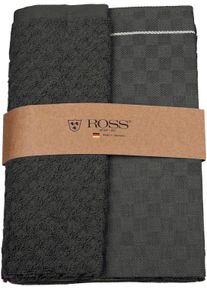 Geschirrtuch Ross "2er Set 908, 1 Geschirrtuch + 1 K&uuml;chenfrottiertuch in einer Banderole", grau (anthrazit), B:50cm L:70cm, 100% Baumwolle, 50% Baumwolle, 50% Leinen, Geschirrt&uuml;cher, Geschirrtuch, Zwirn Halbleinen Geschirrtuch + K&uuml;chenfrottiertuch aus 100% Baumwolle