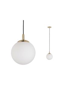 Paulmann Pendelleuchte "Neordic Menja max. 1x20W Wei&szlig;/Messing geb&uuml;rstet 230V Glas/Metall", wei&szlig; (wei&szlig;, messingfarben), 1, &Oslash; 20cm, 1 Stk., Leuchten, E27, Pendelleuchte