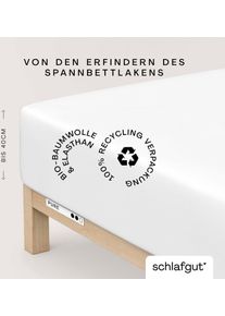 Spannbettlaken Schlafgut "PURE BOXSPRING Bio-Baumwolle mit Elasthan, 170 g/m&sup2;, Bettlaken", wei&szlig; (full, wei&szlig;), 1 Stk., Jersey-Elasthan, 140-160x200-220 40cm, Jersey-Elasthan, Obermaterial: 95% Baumwolle, 5% Elasthan, Bettlaken, Spannbettlaken, PREMIUM Boxspringbett Laken bis 40 cm H&ouml;he, dehnbar blickdicht, straff