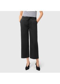 7/8-Hose MAC "CHIARA BELT cropped", Damen, Gr. 42, N-Gr, schwarz, Web, Obermaterial: 77% Baumwolle, 20% Polyamid, 3% Elasthan, unifarben, weit 7/8-L&auml;nge, Hosen 7/8-Hose, Wide Fit, mit geradem, weitem Bein
