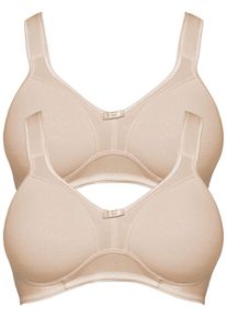 Entlastungs-BH SuSa "2er Pack Entlastungs BH ohne B&uuml;gel Basics", Damen, Gr. 95, Cup B, beige (cappuccino cappuccino), Stoff, Obermaterial: 97% Baumwolle CO. 3% Elasthan EL., BHs Entlastungs-BH