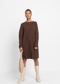 Strickkleid bonprix, Damen, Gr. 44/46 (L), N-Gr, braun, Obermaterial: 100% Polyacryl, loose fit, Kleider Strickkleid, aus Polyacryl, lockere Passform, knielang, mit Rundhalsausschnitt