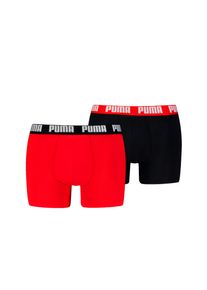 Boxershorts Puma "Puma MEN EVERYDAY BASIC BOXERS 2P", Herren, Gr. S, rot (rot, schwarz), Jersey, Obermaterial: 95% Baumwolle, 5% Elasthan, k&ouml;rpernah, Unterhosen Boxershorts, mit Puma Webbund