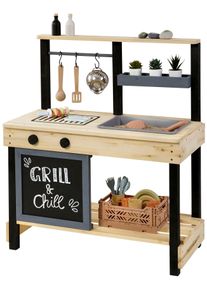 Outdoor-Spielk&uuml;che Muddy Buddy "Grill & Chill", schwarz (natur, schwarz), Spielk&uuml;chen, KinderB:80cm H:90cm T:40cm, Holz, Outdoor-Spielk&uuml;che, natur - schwarz, B:80cm H:90cm T:40cm