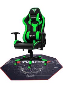 Hyrican Gaming-Stuhl "Striker Gaming-Stuhl "Copilot" Gamingstuhl + Stuhlunterlage", gr&uuml;n (gr&uuml;n, schwarz, schwarz, schwarz), Kunstleder, St&uuml;hle, Bodenschutzmatte 1100x1100x2mm, Gaming-Stuhl