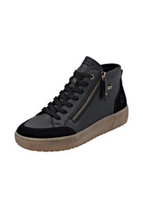 Plateausneaker Remonte, Damen, Gr. 38, schwarz, Leder, Lederimitat, Veloursleder, unifarben, Basic, Schuhe Plateausneaker, Schn&uuml;rboots, Stiefelette mit wasserabweisender TEX-Membran