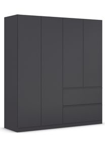 Dreht&uuml;renschrank Rauch "Kleiderschrank Schrank Garderobe COSTA in den Breiten 91/136/181 cm", grau (graumetallic, eingriffe graumetallic), B:181cm H:197cm T:54cm, Holzwerkstoff, Schr&auml;nke, Dreht&uuml;renschrank, viel Platz, grifflose Front und Push-to-Open Funktion MADE IN GERMANY