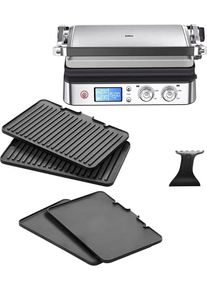 Kontaktgrill Braun "MultiGrill 9 CG 9043 - 3 Kochpositionen, bis 250C, 16 Burger Patties", schwarz (premium schwarz, edelstahl), B:36,5cm H:19cm T:46cm, Kontaktgrill_Standgrill_Tischgrill_Teppanyakigrill, Kontaktgrill, Sp&uuml;lmaschinenfeste Platten + individuell temperierbar