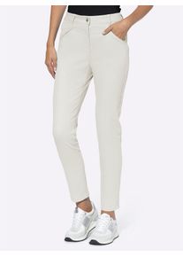 Stretch-Hose Heine, Damen, Gr. 50, Normalgr&ouml;&szlig;en, beige (ecru), 72% Baumwolle, 25% Polyester, 3% Elasthan, unifarben, 7/8-L&auml;nge, Hosen Stretch-Hose