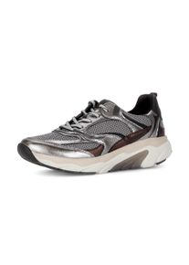 Keilsneaker ROLLINGSOFT, Damen, Gr. 36, silber (silberfarben, beraun), Kalbsleder, Textil, metallic, Schuhe Keilsneaker, Freizeitschuh, Halbschuh, Schn&uuml;rschuh mit herausnehmbarem Fu&szlig;bett