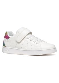 Slip-On Sneaker Geox "J ECLYPER GIRL", M&auml;dchen, Gr. 34, bunt (wei&szlig;, multi), Synthetik, Textil, Schuhe Slip-On Sneaker, Pride Sneaker, Regenbogen Sneaker mit bunt glitzernder Ferse