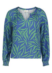 Schlupfbluse Cartoon "Schlupfbluse mit Muster", Damen, Gr. 42, bunt (gr&uuml;n, blau), Obermaterial: 100% Viskose CV., Blusen Schlupfbluse