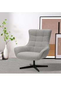 Ohrensessel OTTO HOME "LEMOORE - OTTO. Verl&auml;ssliche Qualit&auml;t.", grau (hellgrau), B:80cm H:99cm T:89cm, Metallgestell, Holzrahmen, Komfortschaum, Bezug, Sessel, Ohrensessel, Relaxsessel, TV-Sessel, 360 Grad drehbar