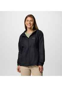 Windbreaker Columbia, Damen, Gr. L (42/44), schwarz, Web, Obermaterial: 100% Polyester, unifarben, Basic h&uuml;ftbedeckend, elastischer Bund, Jacken Windbreaker, f&uuml;r Wandern, Trekking und Laufen, mit Kapuze und Kordelzug